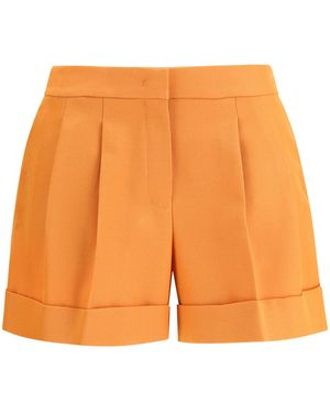Fendi Grain De Poudre Wool Shorts - Orange