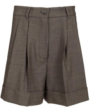 P.A.R.O.S.H. Wool Blend Pleated Shorts - Gray