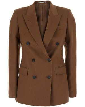 Tagliatore 'Parigi' Double-Breasted Jacket With Peak Revers - Brown