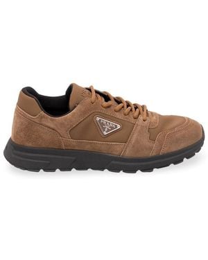 Prada Prax Suede And Re-Nylon Sneakers - Brown