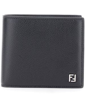 Fendi Bi-Fold Wallet With Ff Logo Plaque - Black