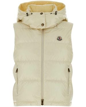 Moncler Cream Nylon Niverolle Down Jacket - Natural