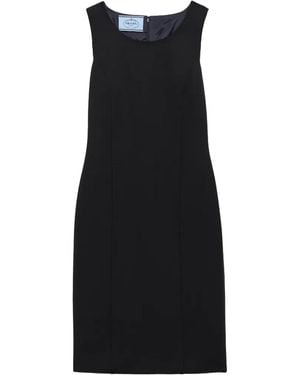 Prada Blue Stretch Wool Midi Dress - Black