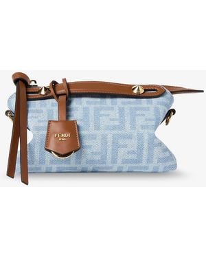 Fendi By The Way Soft Mini Ff Denim Handbag - White