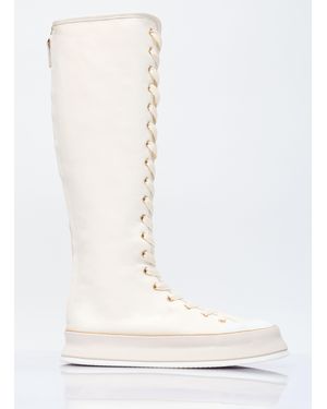 Max Mara Canvas Lace-Up Boots - White