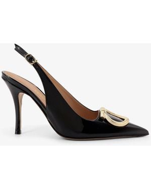 Ferragamo Sara Patent Leather Slingback Pumps - Black
