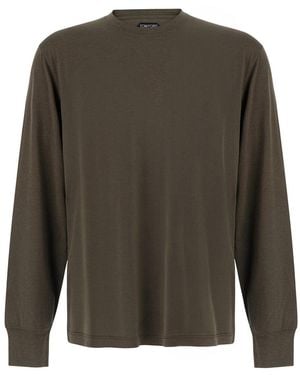 Tom Ford Long Sleeve T-Shirt With Logo On The Front - Green