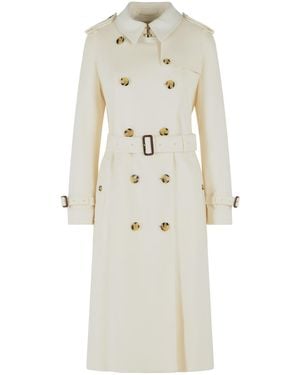 Burberry Kensington Cashmere Trench Coat Ivory - White