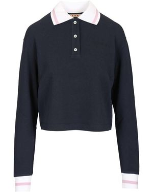 Marni Long-Sleeved Cotton Piquã Polo Shirt - Blue