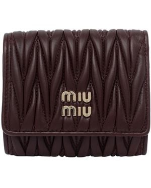 Miu Miu Logo Matelasse' Wallet - Purple