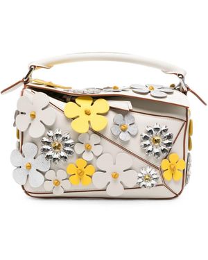 Loewe Paula's Ibiza Puzzle Daisy Small Leather Handbag - Metallic