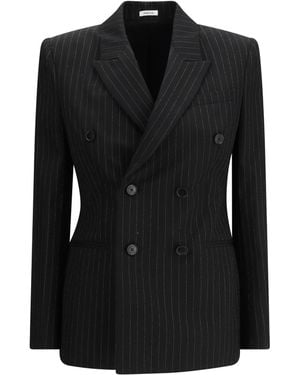 McQueen Pinstriped Double-Breasted Jacket - Black