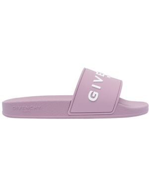 Givenchy Paris Logo Flat Slides - Purple