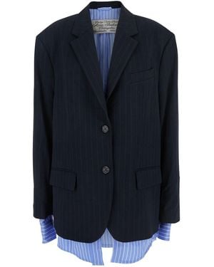Acne Studios Julaga Fluid Vis Pinstripe - Blue