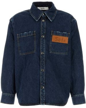 Séfr Cotton Denim Overshirt - Blue