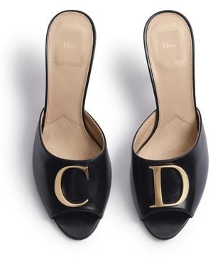 Dior Lambskin Initials Heel Sandal - Black