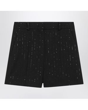 Max Mara Shorts With Pinstripe Effect Micro Sequins - Black