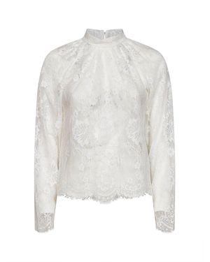 Self-Portrait Self Portrait Lace Long-Sleeved Blouse - White