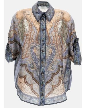 Zimmermann Wanderlust Short Sleeve Shirt - Gray