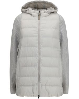 Brunello Cucinelli Long Monili Chain Puffer Jacket - Gray