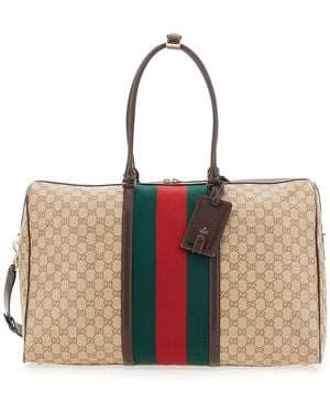 Gucci Handbag With Web Detail On The Side And Adjustable And Removable Shoulder Strap - Natural