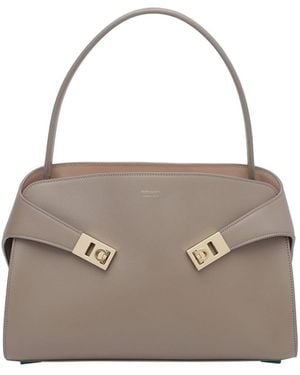 Ferragamo Medium Hug Soft Shoulder Bag - Gray