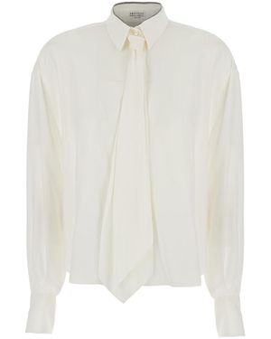 Brunello Cucinelli Brushed Silk Shirt - White