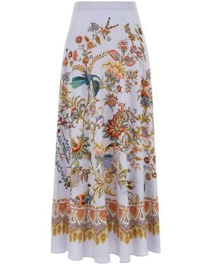 Etro Printed Silk Skirt - White
