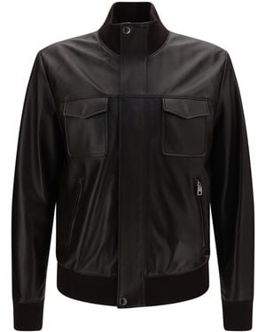 Dolce & Gabbana Dolce & Gabbana Lambskin Jacket With Zip - Black