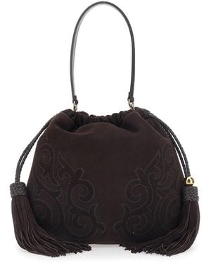 Etro 'Kalispera' Shoulder Bag With Drawstring Closure And Tassels On The Front - Black