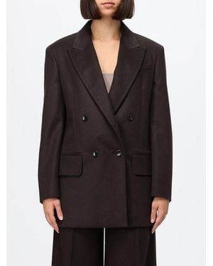 Max Mara Double-Breasted Pure Virgin Wool Blazer With Peak Lapels And Button Closure - Black