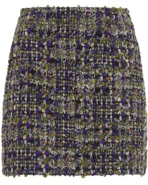 Saint Laurent Kaki Verttweed Mini Skirt - Gray