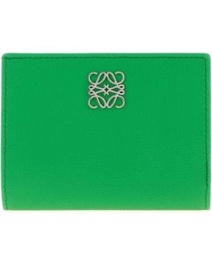 Loewe Grass Leather Anagram Wallet - Green