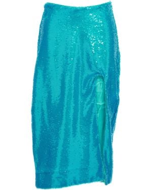 Ganni Sequin Midi Skirt - Blue