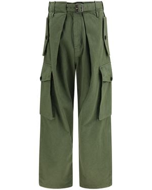 Loewe Cotton Cargo Pants - Green