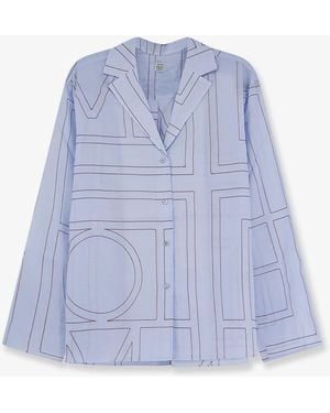 TOTEME Pajamas Cotton Blend Shirt - Blue