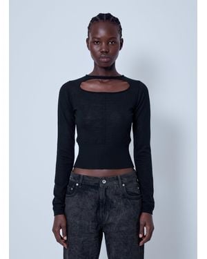 Rick Owens Slashed Cropped Pull Top - Blue