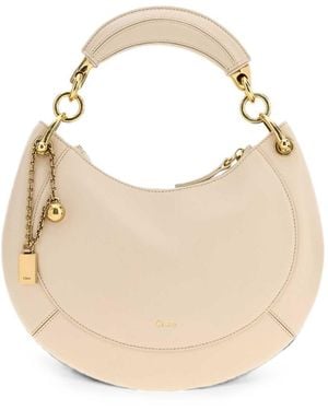 Chloé Chloé Banana Small Leather Hobo Bag - White