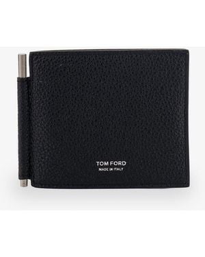 Tom Ford Leather Card Holder With Front Logo - Black