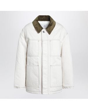 Ami Paris Ivory Padded Worker Cotton Jacket - White