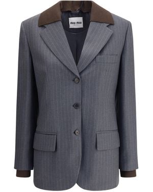 Miu Miu Striped Blazer - Gray