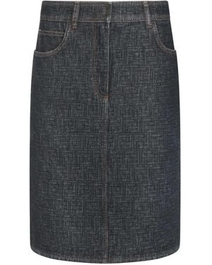 Fendi Dark Ff Denim Skirt - Gray