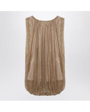Sportmax Camel Mesh Top With Crystals - Brown