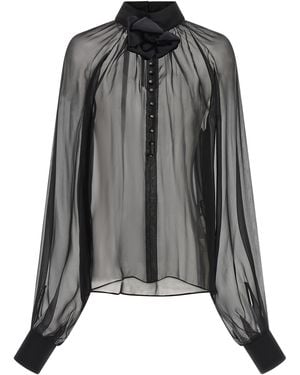 Dolce & Gabbana Dolce & Gabbana Chiffon Blouse With Flower - Black