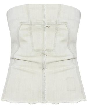 Rick Owens Strapless Corset Bustier Top With Long Drape Detail - White