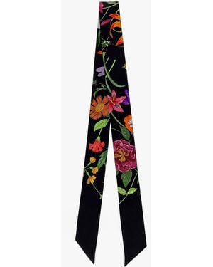 Gucci Flora Printed Silk Twill Neck Bow - Multicolor
