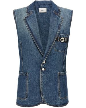 Coperni Delavé Cotton Denim Vest With Strap Detail - Blue