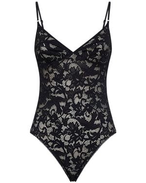 Zimmermann Lace-Embroidered V-Neck Bodysuit - Black