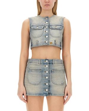 Courreges Denim Cropped Vest - Blue