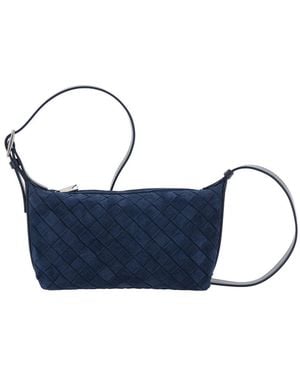 Bottega Veneta Crossbody Bag With Adjustable Shoulder Strap And Intrecciato Motif - Blue